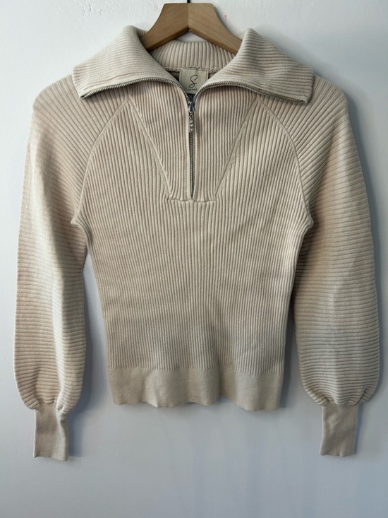 Sioni Sweaters - Sioni Women’s Ribbed Quarter Zip Sweater, Size Small